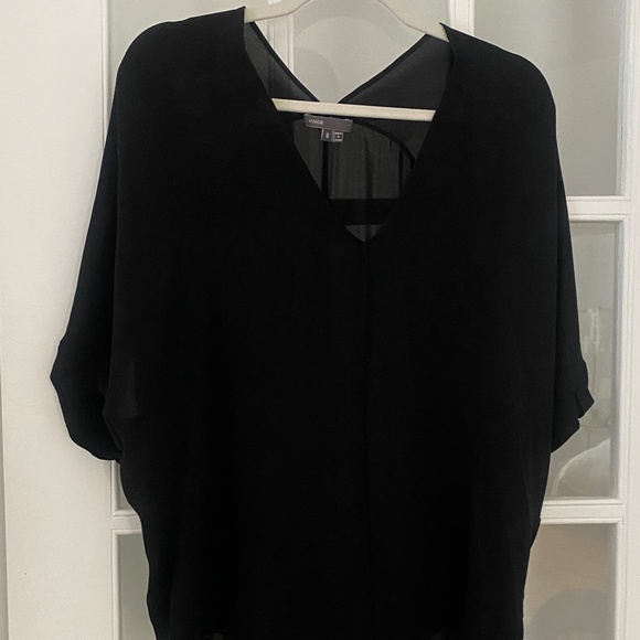Silk Vince Black T-Shirt Flowy Blouse - Picture 2 of 4